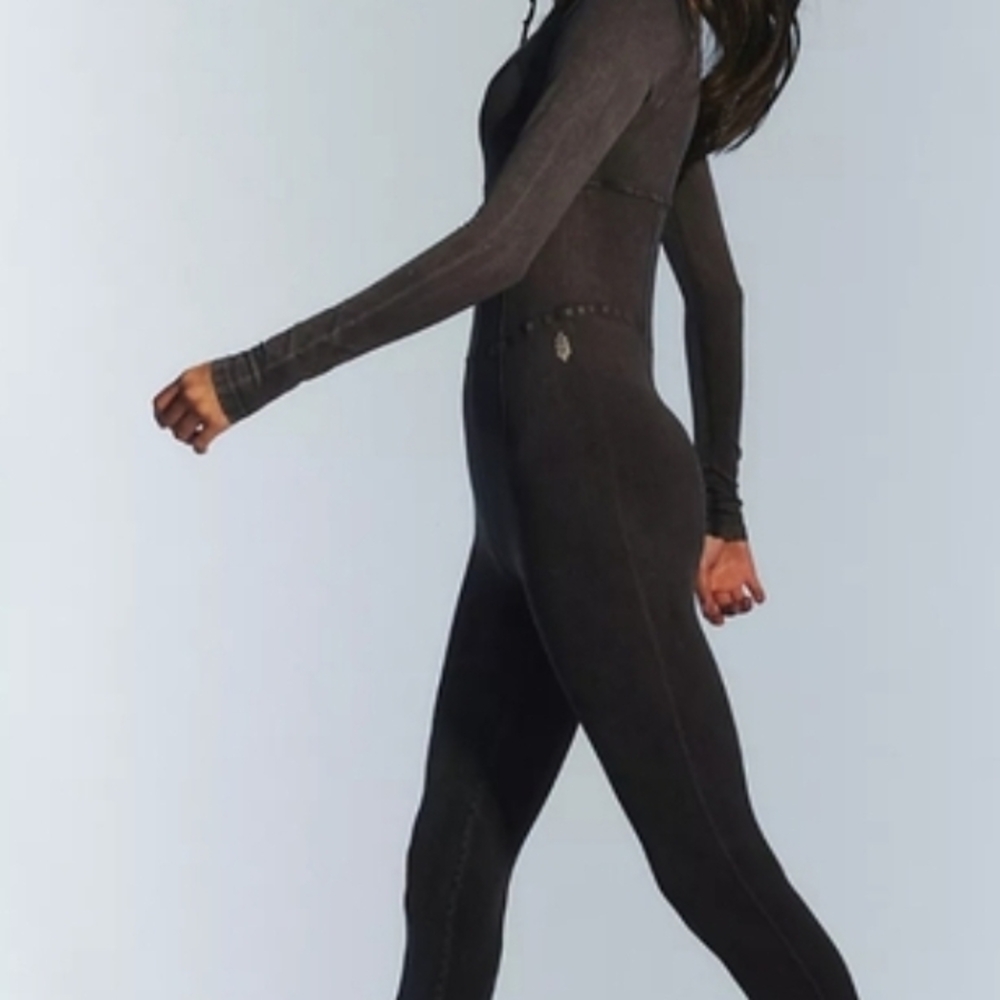 Free People Good Karma Long sleeve Onesies in Washed Black - Picture 3 of 7